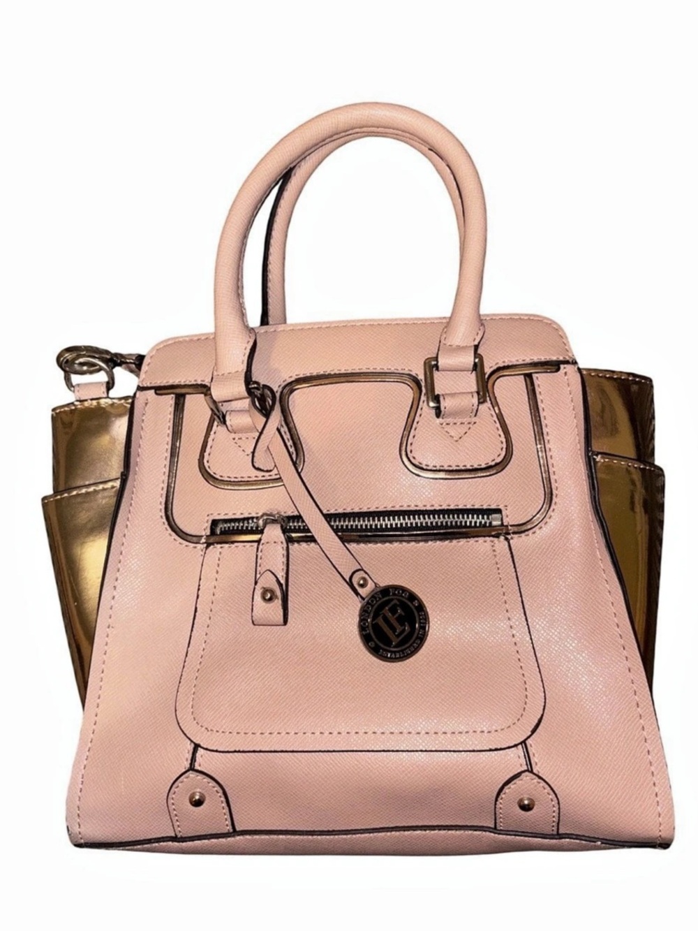 London Fog Pink & Gold Satchel Bag
